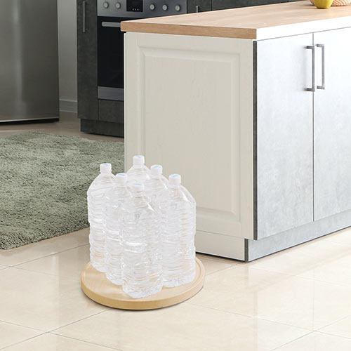 キャスター付台車（空気清浄機台・観葉植物・木目・丸形・台車・置き台・耐荷重20kg・直径35cm・コンパクト・ライトブラウン）