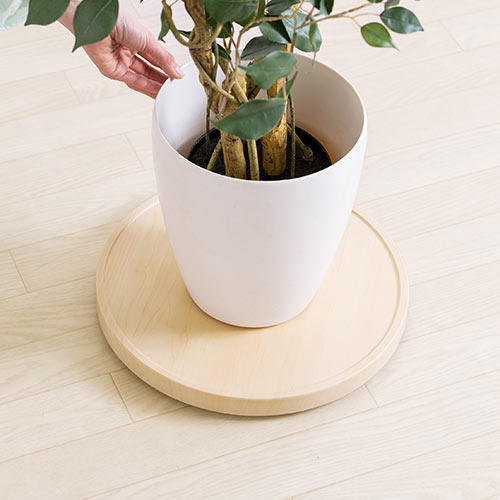 キャスター付台車（空気清浄機台・観葉植物・木目・丸形・台車・置き台・耐荷重20kg・直径35cm・コンパクト・ライトブラウン）