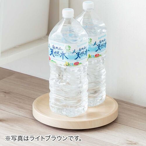 キャスター付台車（丸型・直径22.5cm・木目調・空気清浄機台・耐荷重20kg・コンパクト・ブラウン）
