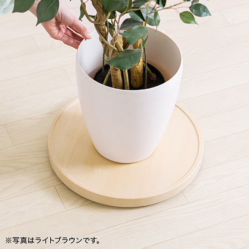 キャスター付台車（空気清浄機台・観葉植物・木目・丸形・台車・置き台・耐荷重20kg・直径35cm・コンパクト・ブラウン）