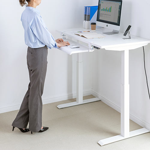 キーボードスライダー（デスク設置・クランプ式・後付対応・フルキーボード・マウス収納対応・幅70cm・ホワイト）