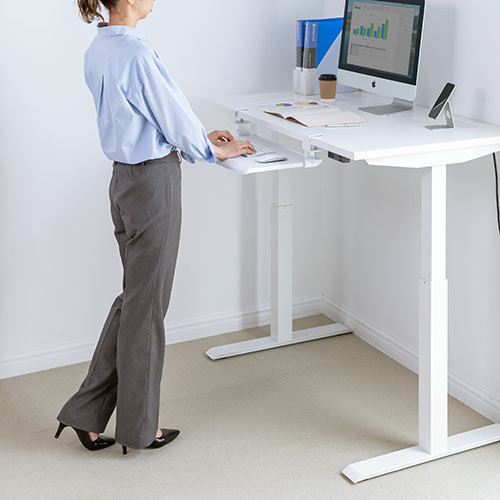 キーボードスライダー（デスク設置・クランプ式・後付対応・キーボード・マウス収納対応・幅51cm・ホワイト）