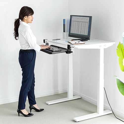 キーボードスライダー（後付・クランプ取付・デスク設置・角度調整対応・ブラック）