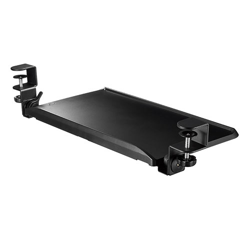 キーボードスライダー（後付・クランプ取付・デスク設置・角度調整対応・ブラック）