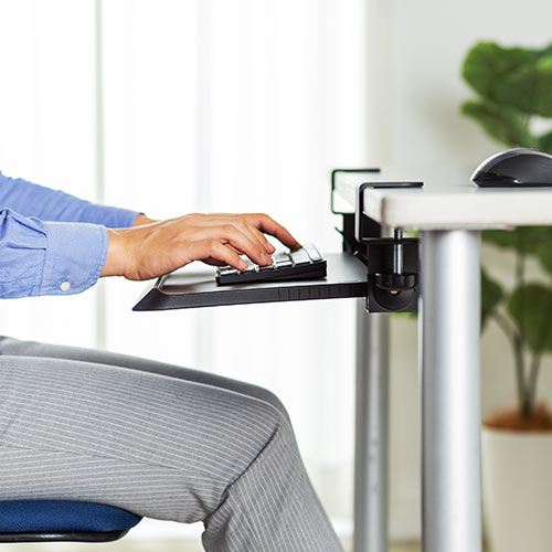 キーボードスライダー（後付・クランプ取付・デスク設置・角度調整対応・ブラック）