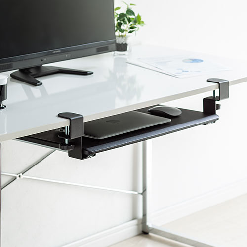 ノートパソコンスライダー（後付・キーボードスライダー・クランプ・幅55cm）