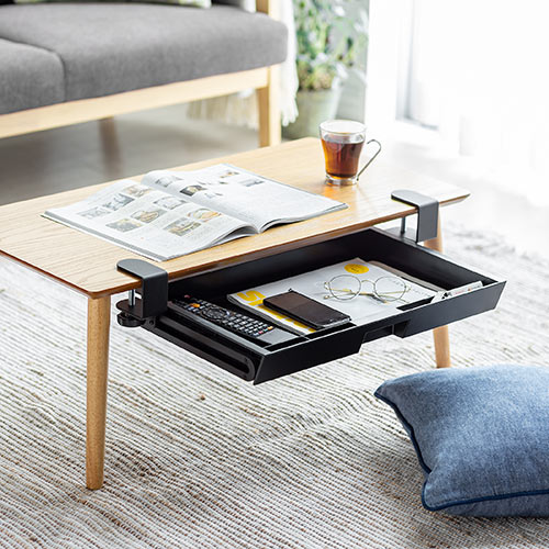 【アウトレット･訳あり・セール】引き出し（クランプ式・後付・クランプ取付・穴あけ不要・デスク下・小物収納・整理・耐荷重10㎏・ブラック）