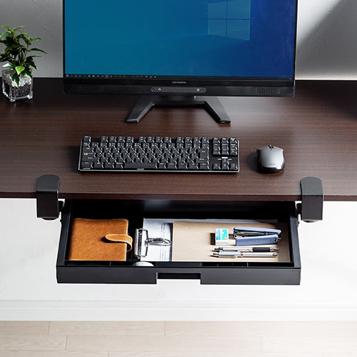 【アウトレット･訳あり・セール】引き出し（クランプ式・後付・クランプ取付・穴あけ不要・デスク下・小物収納・整理・耐荷重10㎏・ブラック）