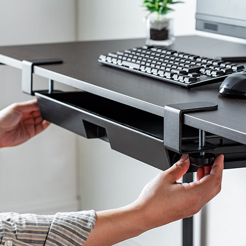 【アウトレット･訳あり・セール】引き出し（クランプ式・後付・クランプ取付・穴あけ不要・デスク下・小物収納・整理・耐荷重10㎏・ブラック）