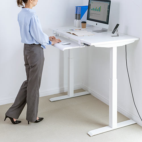 キーボードスライダー 後付け デスク クランプ フルキーボード マウス収納対応 高さ調節 幅70cm ホワイト