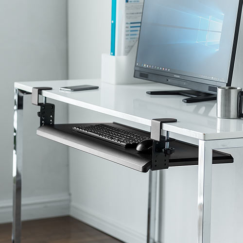 キーボードスライダー（後付・クランプ式・デスク設置・キーボード・マウス収納対応・高さ変更可能・幅70cm）