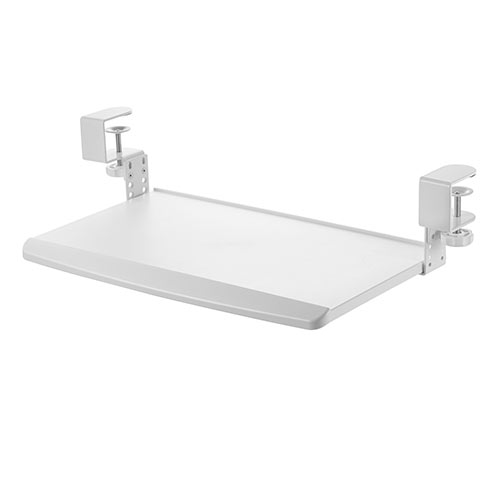 キーボードスライダー キーボードトレー 後付け クランプ固定 高さ調整対応 小さめ ホワイト