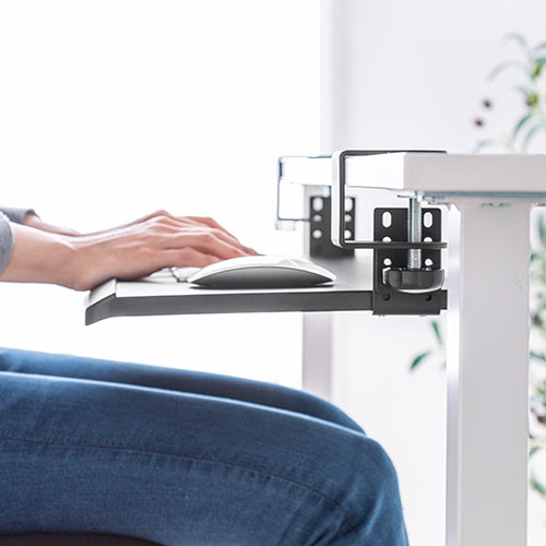 キーボードスライダー キーボードトレー 後付け クランプ固定 高さ調整対応 小さめ ブラック