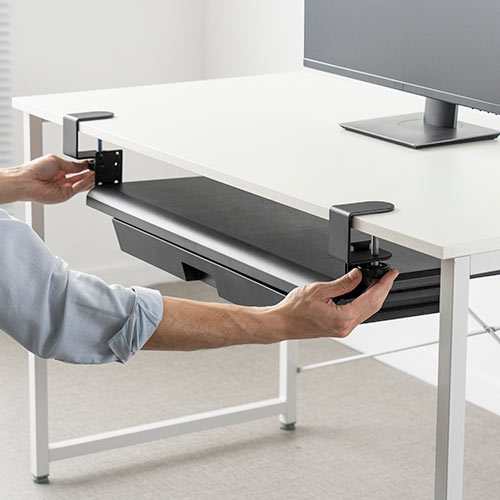 引き出し 後付け クランプ DIY 固定 キーボードスライダートレー 収納 整理 ブラック