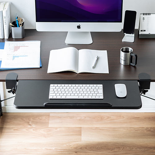 デスク拡張 折りたたみテーブル（後付け・デスクエクステンダー・クランプ固定・幅65cm・奥行き23cm）