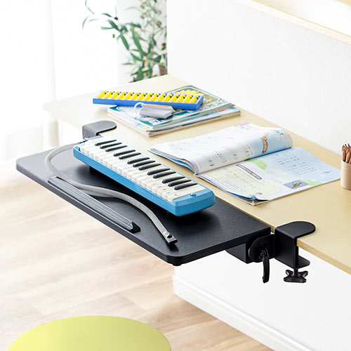 デスク拡張 折りたたみテーブル（後付け・デスクエクステンダー・クランプ固定・幅65cm・奥行き23cm）