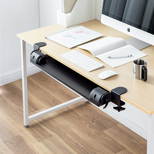デスク拡張 折りたたみテーブル（後付け・デスクエクステンダー・クランプ固定・幅65cm・奥行き23cm）