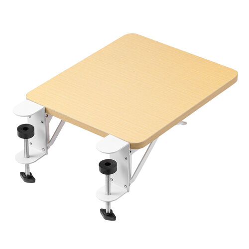 デスクエクステンダー（机・天板拡張・後付・折りたたみ・机拡張・テーブル拡張・クランプ固定・アームレスト・幅25cm・奥行30cm・ライトブラウン）