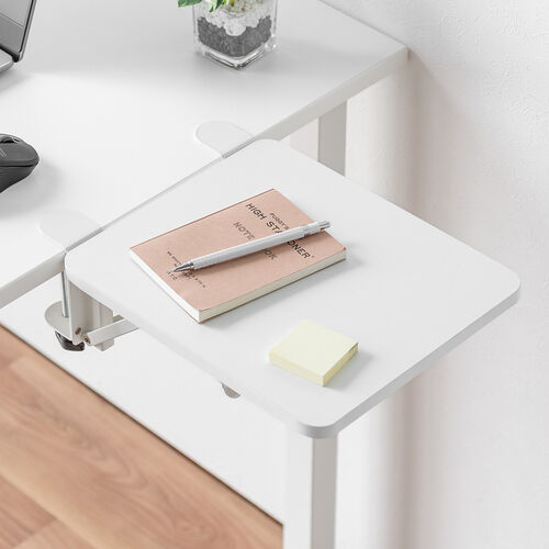 デスクエクステンダー（机・天板拡張・後付・折りたたみ・机拡張・テーブル拡張・クランプ固定・アームレスト・幅25cm・奥行30cm・ホワイト）