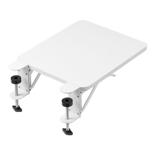 デスクエクステンダー（机・天板拡張・後付・折りたたみ・机拡張・テーブル拡張・クランプ固定・アームレスト・幅25cm・奥行30cm・ホワイト）