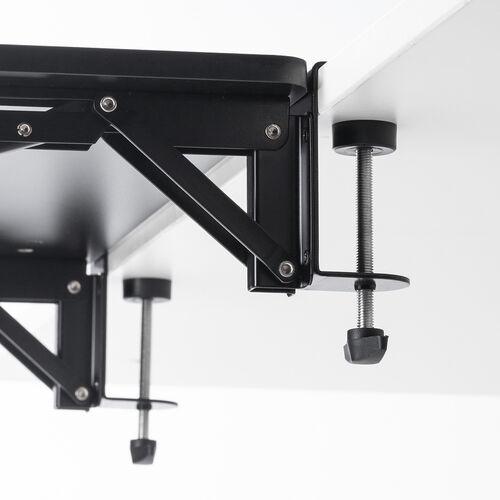 デスクエクステンダー（デスク拡張・折りたたみテーブル・天板拡張・後付け・クランプ固定・キーボードトレー・幅55cm・奥行き25cm）