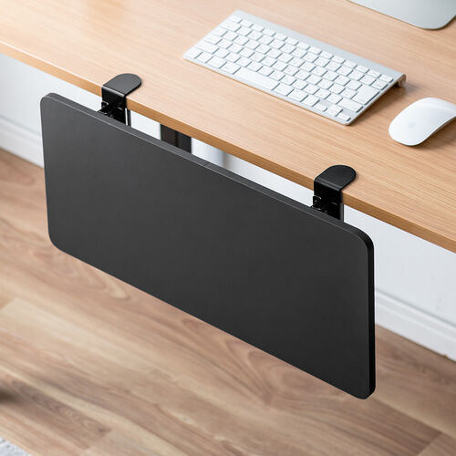 デスクエクステンダー（デスク拡張・折りたたみテーブル・天板拡張・後付け・クランプ固定・キーボードトレー・幅55cm・奥行き25cm）