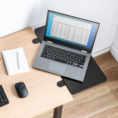 デスクエクステンダー（デスク拡張・折りたたみテーブル・天板拡張・後付け・クランプ固定・キーボードトレー・幅55cm・奥行き25cm）