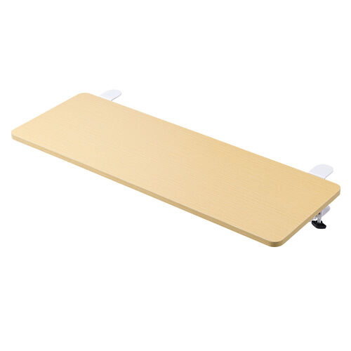 デスクエクステンダー（机・天板拡張・後付・折りたたみ・テーブル拡張・クランプ固定・キーボードトレー・幅70cm・奥行25cm・ライトブラウン）