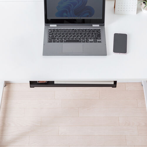 デスク下収納ラック（後付け・木ネジ固定・天板下収納トレー・デスク設置・書類・小物・ブラック）