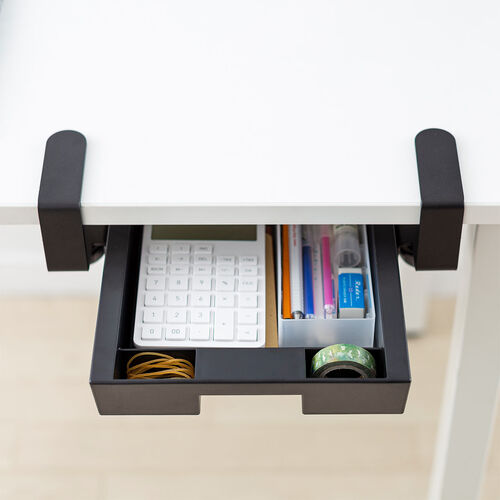 引き出し（コンパクトタイプ・クランプ式・後付・クランプ取付・穴あけ不要・デスク下・小物収納・整理・耐荷重3kg・ブラック）