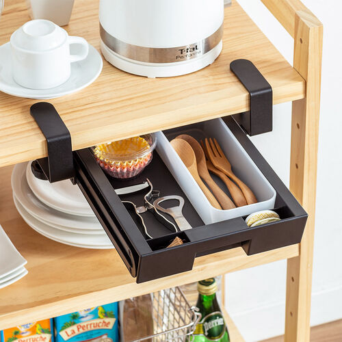 引き出し（コンパクトタイプ・クランプ式・後付・クランプ取付・穴あけ不要・デスク下・小物収納・整理・耐荷重3kg・ブラック）