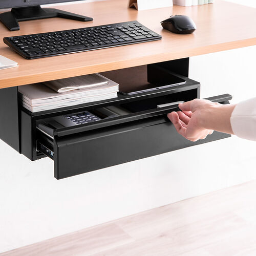 デスク下収納ボックス（引き出し・トレー 2段収納・ドロワー・後付け