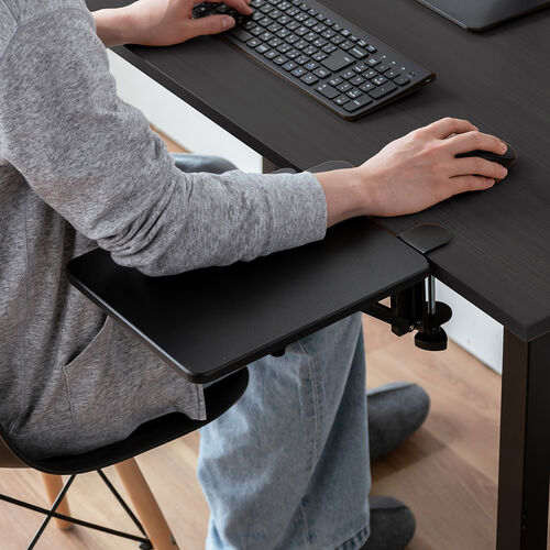 デスクエクステンダー（机・天板拡張・後付・折りたたみ・机拡張・テーブル拡張・クランプ固定・アームレスト・幅25cm・奥行30cm・ブラック）