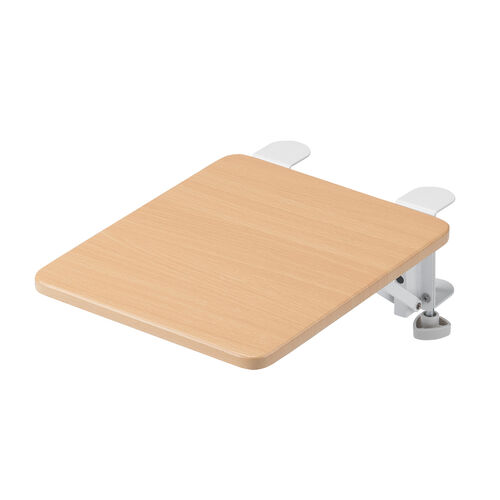 デスクエクステンダー（机・天板拡張・後付・折りたたみ・机拡張・テーブル拡張・クランプ固定・アームレスト・幅25cm・奥行30cm・ライトブラウン）