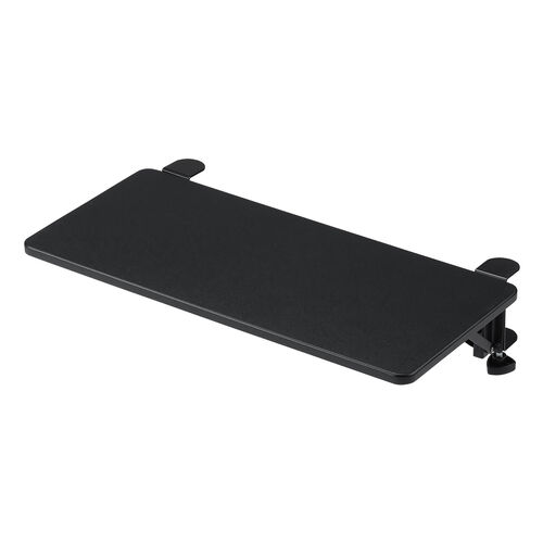 デスクエクステンダー（机・天板拡張・後付・折りたたみ・テーブル拡張・クランプ固定・キーボードトレー・幅55cm・奥行25cm・ブラック）