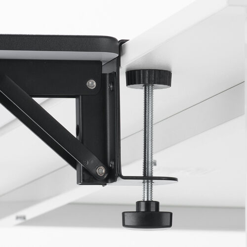 デスクエクステンダー（机・天板拡張・後付・折りたたみ・テーブル拡張・クランプ固定・キーボードトレー・幅55cm・奥行25cm・ブラック）