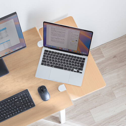 デスクエクステンダー（机・天板拡張・後付・折りたたみ・テーブル拡張・クランプ固定・キーボードトレー・幅55cm・奥行25cm・ライトブラウン）