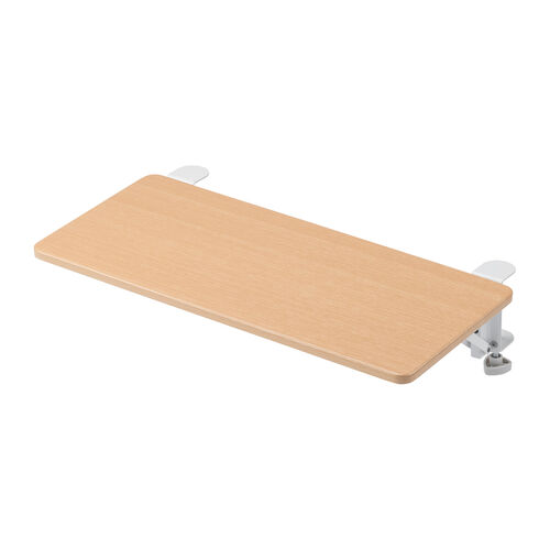 デスクエクステンダー（机・天板拡張・後付・折りたたみ・テーブル拡張・クランプ固定・キーボードトレー・幅55cm・奥行25cm・ライトブラウン）