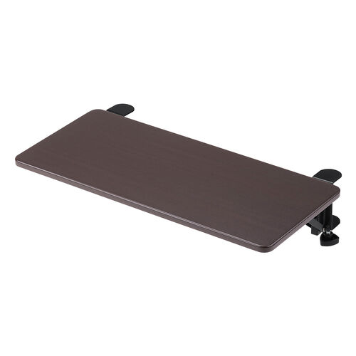 【アウトレット】デスクエクステンダー（机・天板拡張・後付・折りたたみ・テーブル拡張・クランプ固定・キーボードトレー・幅55cm・奥行25cm・ブラウン）
