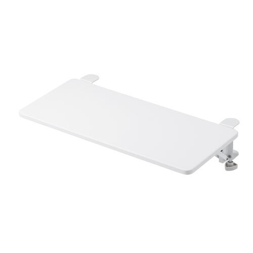 デスクエクステンダー（机・天板拡張・後付・折りたたみ・テーブル拡張・クランプ固定・キーボードトレー・幅55cm・奥行25cm・ホワイト）