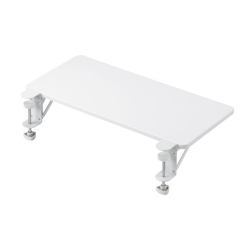 デスクエクステンダー（机・天板拡張・後付・折りたたみ・テーブル拡張・クランプ固定・キーボードトレー・幅55cm・奥行25cm・ホワイト）