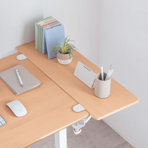 デスクエクステンダー（机・天板拡張・後付・折りたたみ・テーブル拡張・クランプ固定・キーボードトレー・幅70cm・奥行25cm・ライトブラウン）