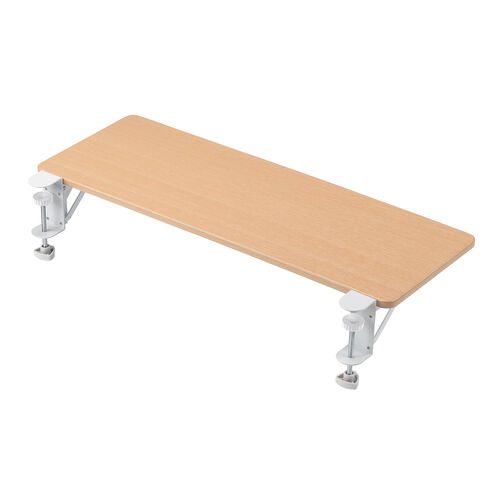 デスクエクステンダー（机・天板拡張・後付・折りたたみ・テーブル拡張・クランプ固定・キーボードトレー・幅70cm・奥行25cm・ライトブラウン）