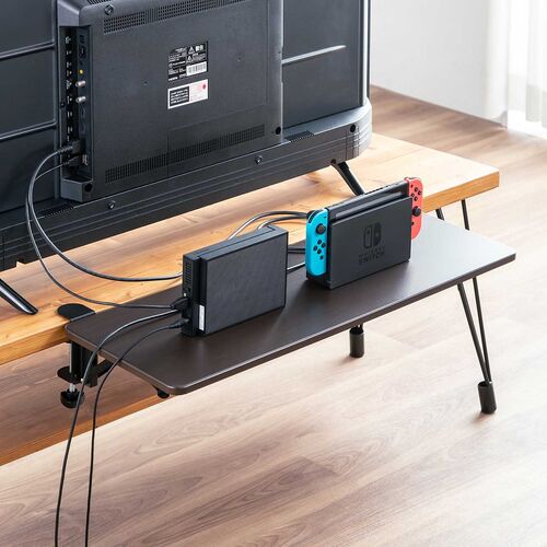 デスクエクステンダー（机・天板拡張・後付・折りたたみ・テーブル拡張・クランプ固定・キーボードトレー・幅70cm・奥行25cm・ブラウン）