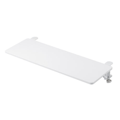 デスクエクステンダー（机・天板拡張・後付・折りたたみ・テーブル拡張・クランプ固定・キーボードトレー・幅70cm・奥行25cm・ホワイト）