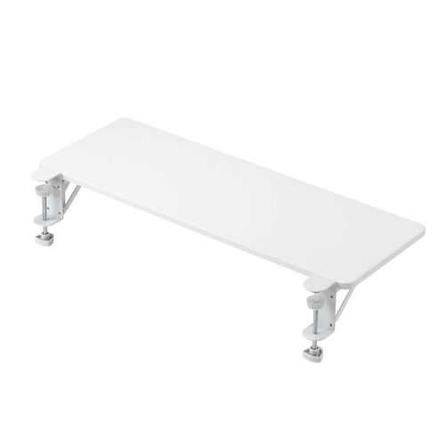 デスクエクステンダー（机・天板拡張・後付・折りたたみ・テーブル拡張・クランプ固定・キーボードトレー・幅70cm・奥行25cm・ホワイト）