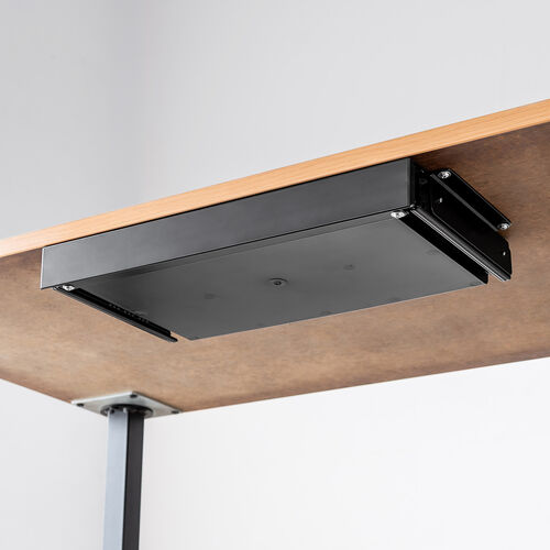 デスク下収納ボックス（引き出し・後付け・木ネジ固定・幅42.3cm・A4対応・デスク設置・書類・小物・ドロワー・ブラック・Sサイズ）