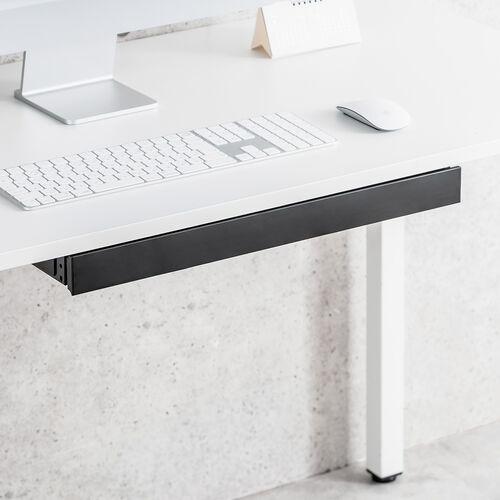 デスク下収納ボックス（引き出し・後付け・木ネジ固定・幅52.3cm・A4対応・デスク設置・書類・小物・ドロワー・ブラック・Mサイズ）