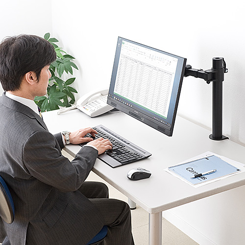 モニターアーム（シングル・机・クランプ・上下・左右・回転・高さ調節・VESA・リモートワーク）EZ1-LA029 サンワサプライ