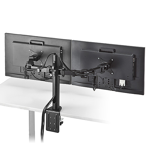 モニターアーム（デュアルモニター対応・2台設置・3関節・クランプ固定